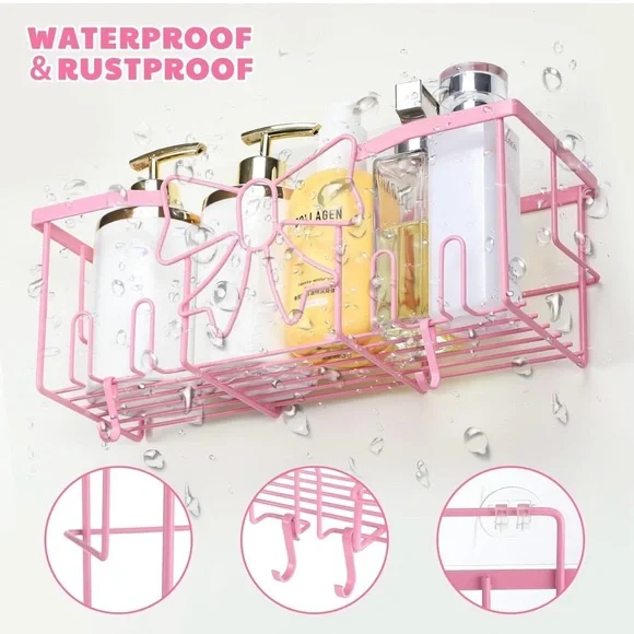 NEW Pink Bow Shower Caddy Shelves Bathroom Organizer - 2 pack - Picture 4 of 4